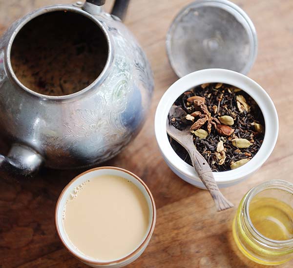 Chai Tea with pot and spices