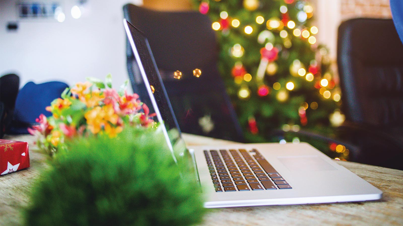 A laptop at Christmas