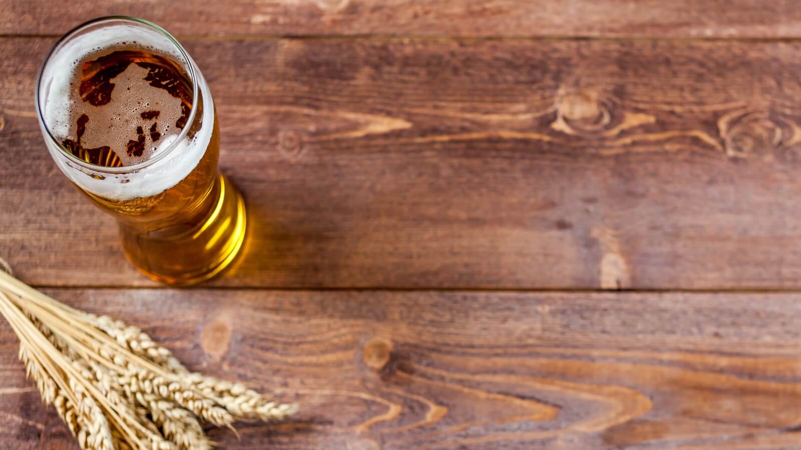 beer on a wooden board